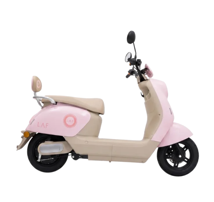 Scooter elétrica LAF Milk Shake rosa com banco bege